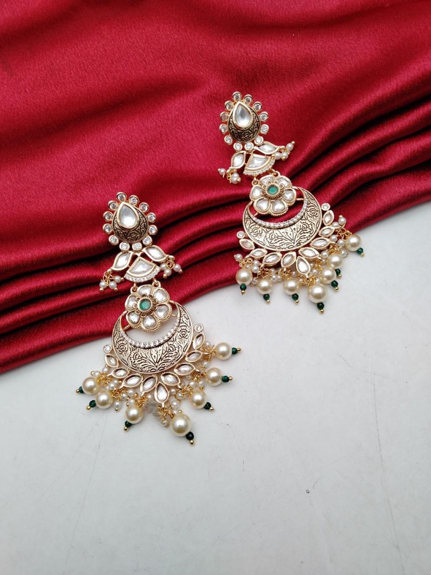 CHAND BALI IN KUNDAN (VILANDI) STYLE | DESIGN - 48100