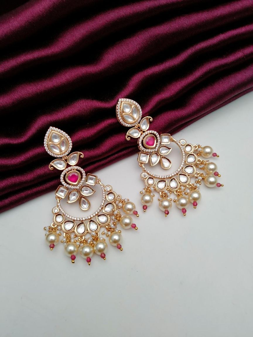 CHAND BALI IN KUNDAN (VILANDI) STYLE | DESIGN - 48107