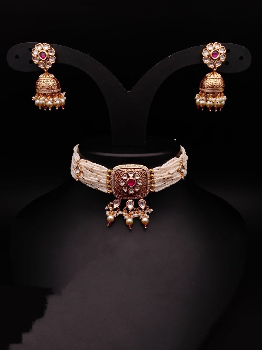 CHOKER IN KUNDAN (VILANDI) STYLE | DESIGN - 16125