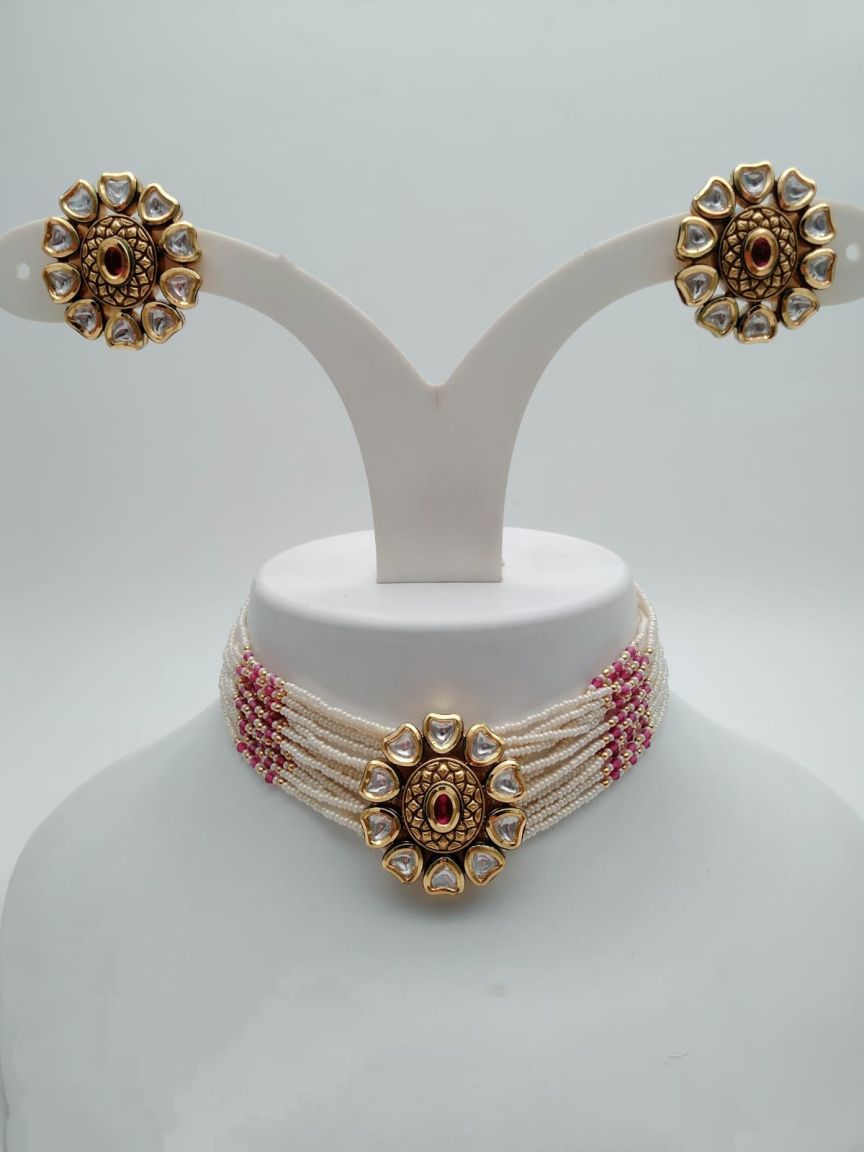 CHOKER IN KUNDAN (VILANDI) STYLE | DESIGN - 16127