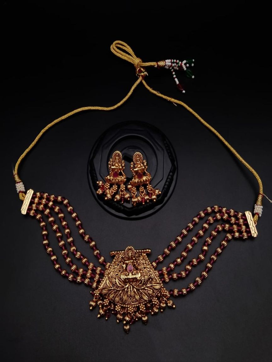 CHOKER IN POLKI (GOLD POLISH) STYLE | DESIGN - 21181