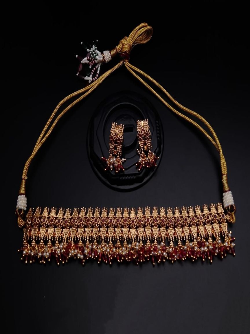 CHOKER IN POLKI (GOLD POLISH) STYLE | DESIGN - 21183