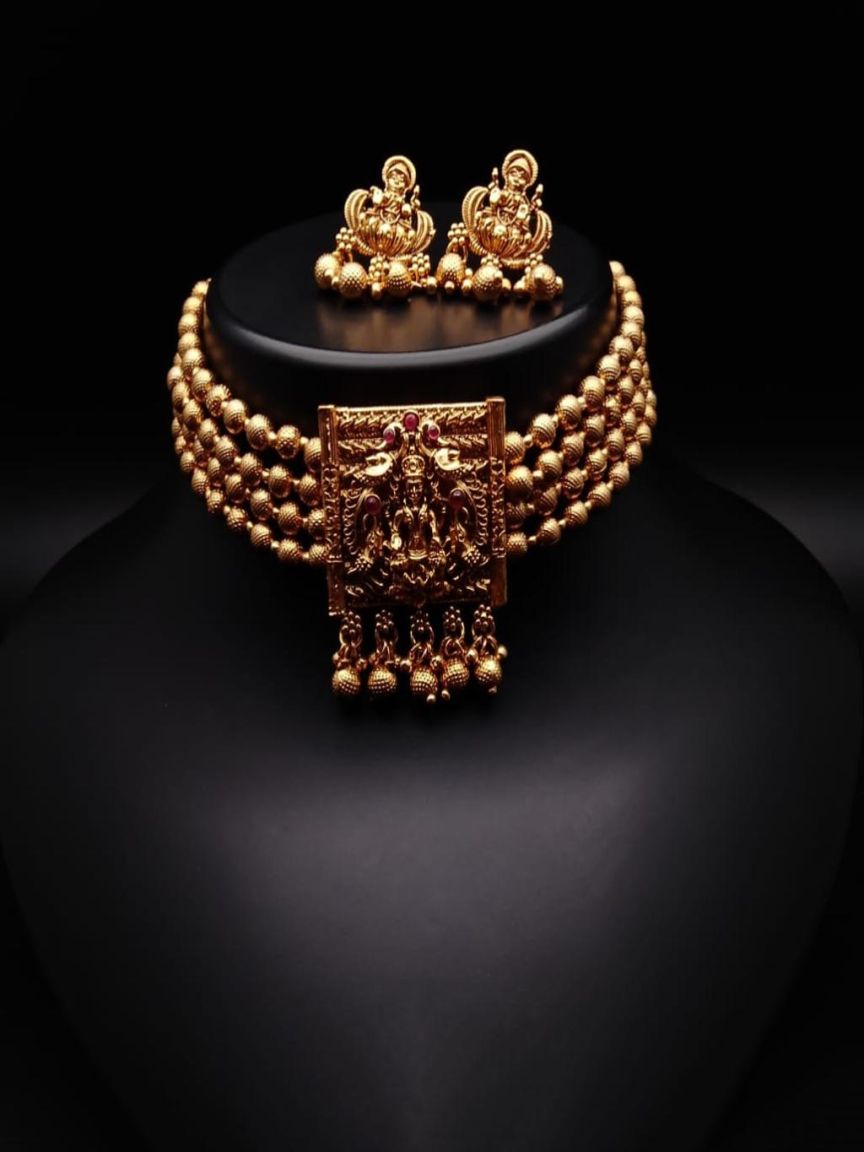 CHOKER IN POLKI (GOLD POLISH) STYLE | DESIGN - 21184