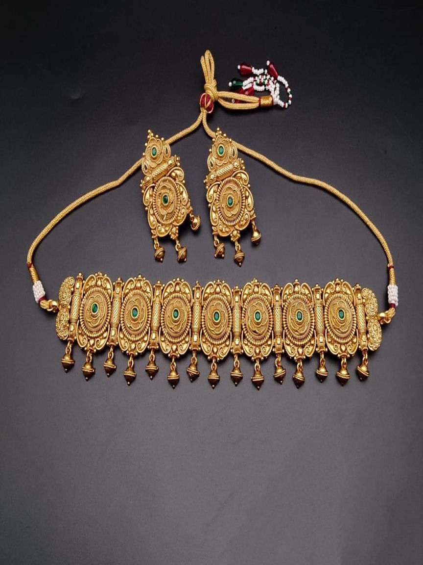 CHOKER IN POLKI (GOLD POLISH) STYLE | DESIGN - 21200