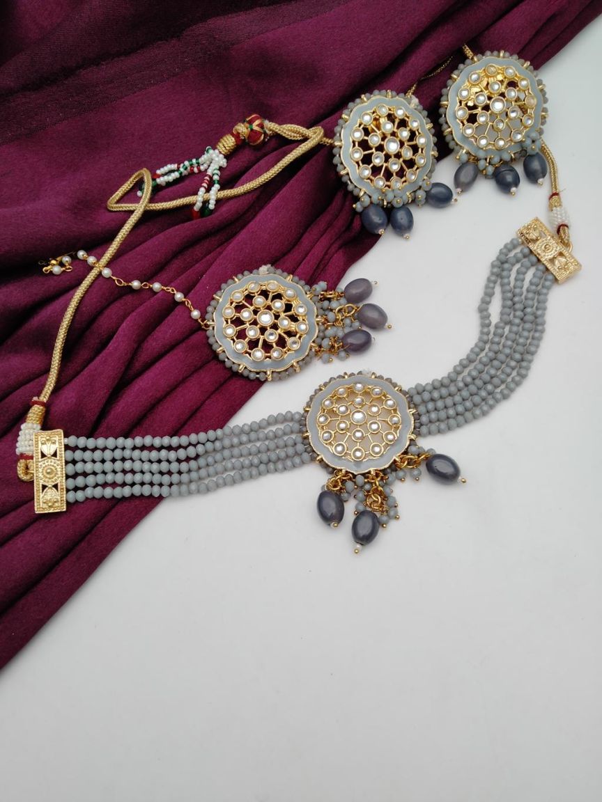 CHOKER IN POLKI (GOLD POLISH) STYLE | DESIGN - 21257