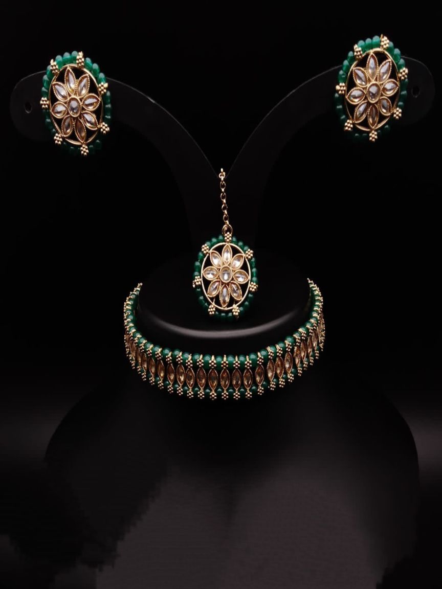 CHOKER IN POLKI (GOLD POLISH) STYLE | DESIGN - 21269