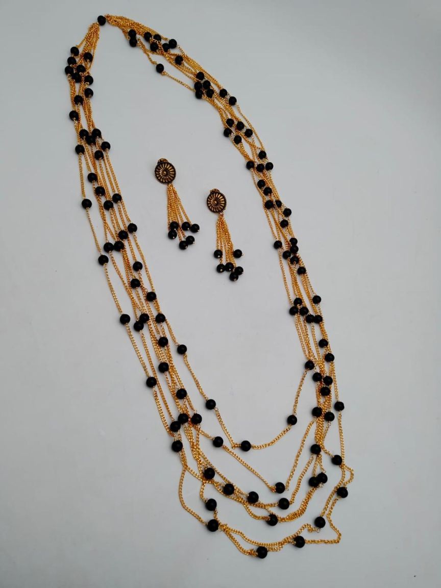 CHAIN MALA IN POLKI (GOLD POLISH) STYLE | DESIGN - 27148
