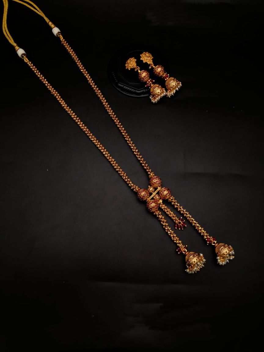 CHAIN MALA IN POLKI (GOLD POLISH) STYLE | DESIGN - 27149