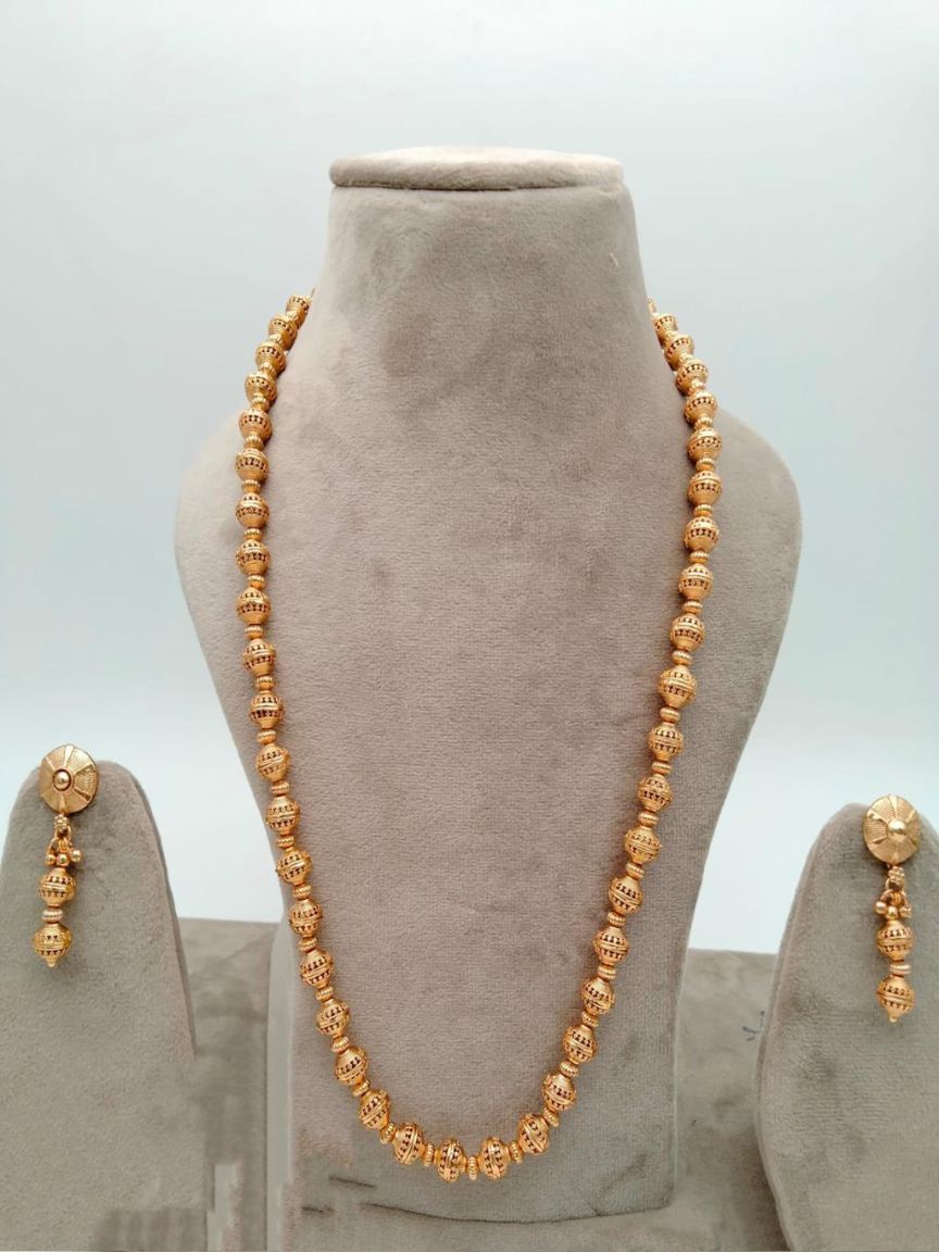 CHAIN MALA IN POLKI (GOLD POLISH) STYLE | DESIGN - 27156