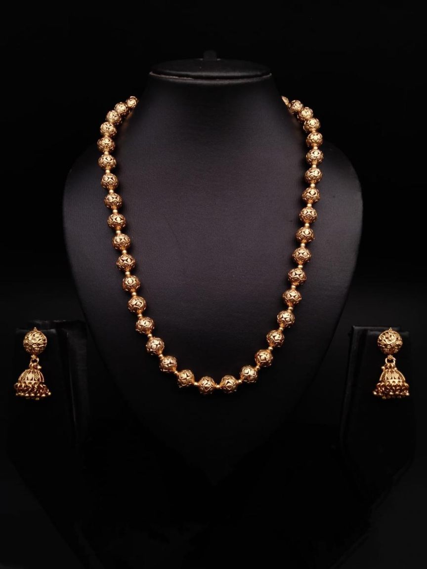 CHAIN MALA IN POLKI (GOLD POLISH) STYLE | DESIGN - 27157