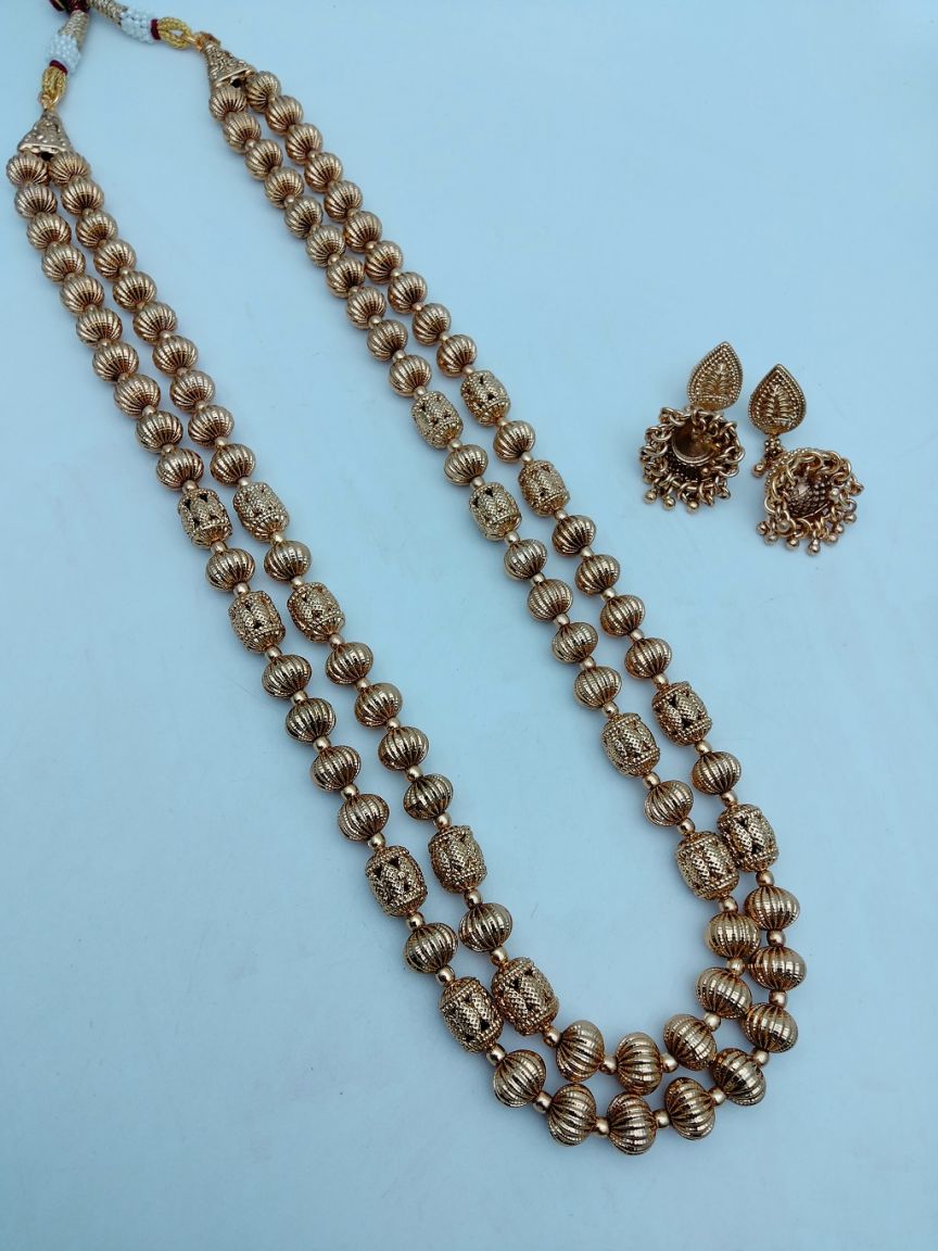 CHAIN MALA IN POLKI (GOLD POLISH) STYLE | DESIGN - 27165