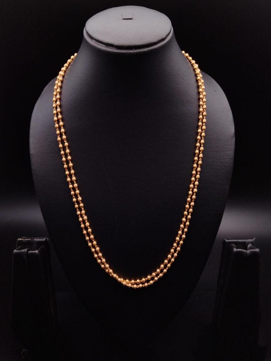 CHAIN MALA IN POLKI (GOLD POLISH) STYLE | DESIGN - 27176