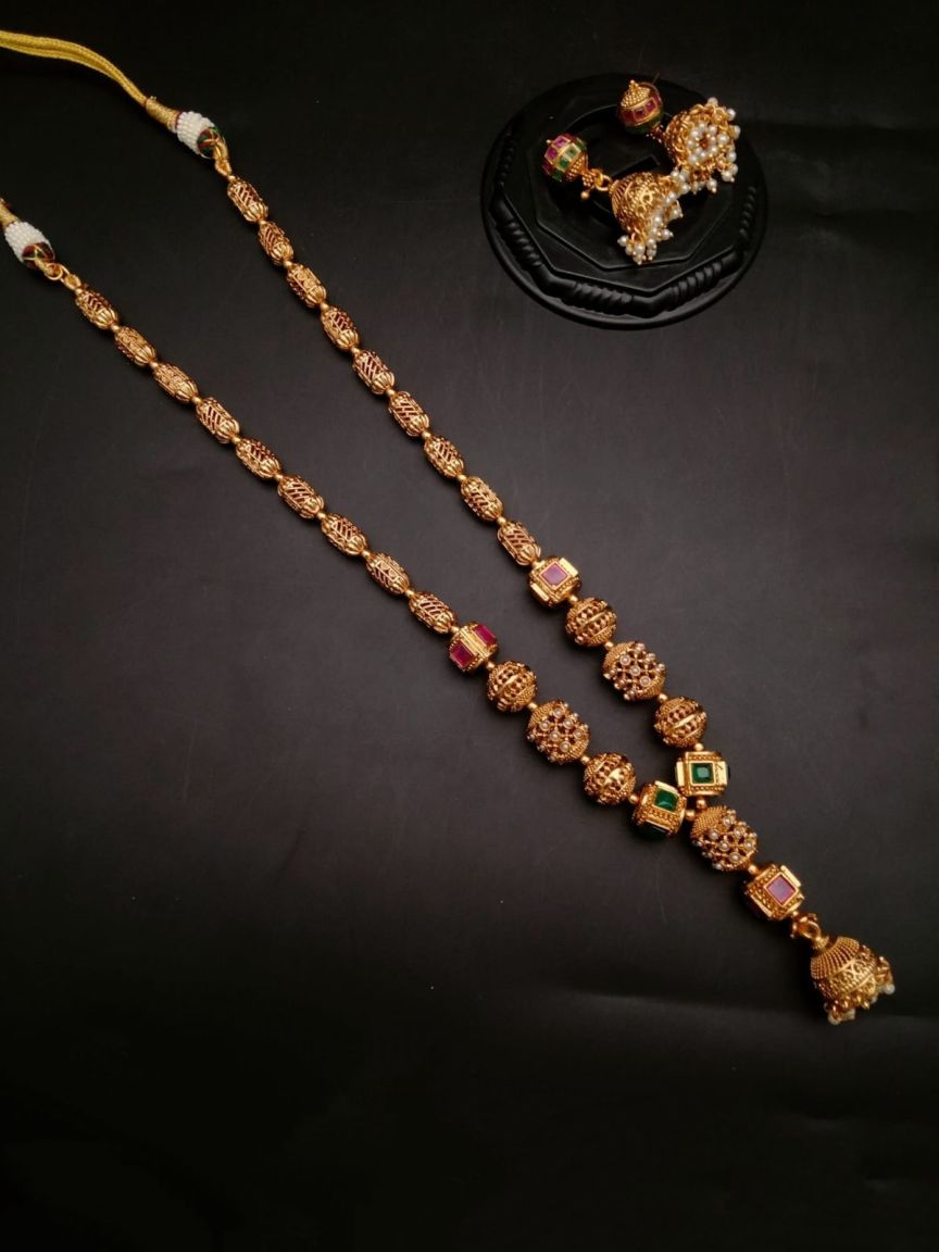 CHAIN MALA IN POLKI (GOLD POLISH) STYLE | DESIGN - 27179