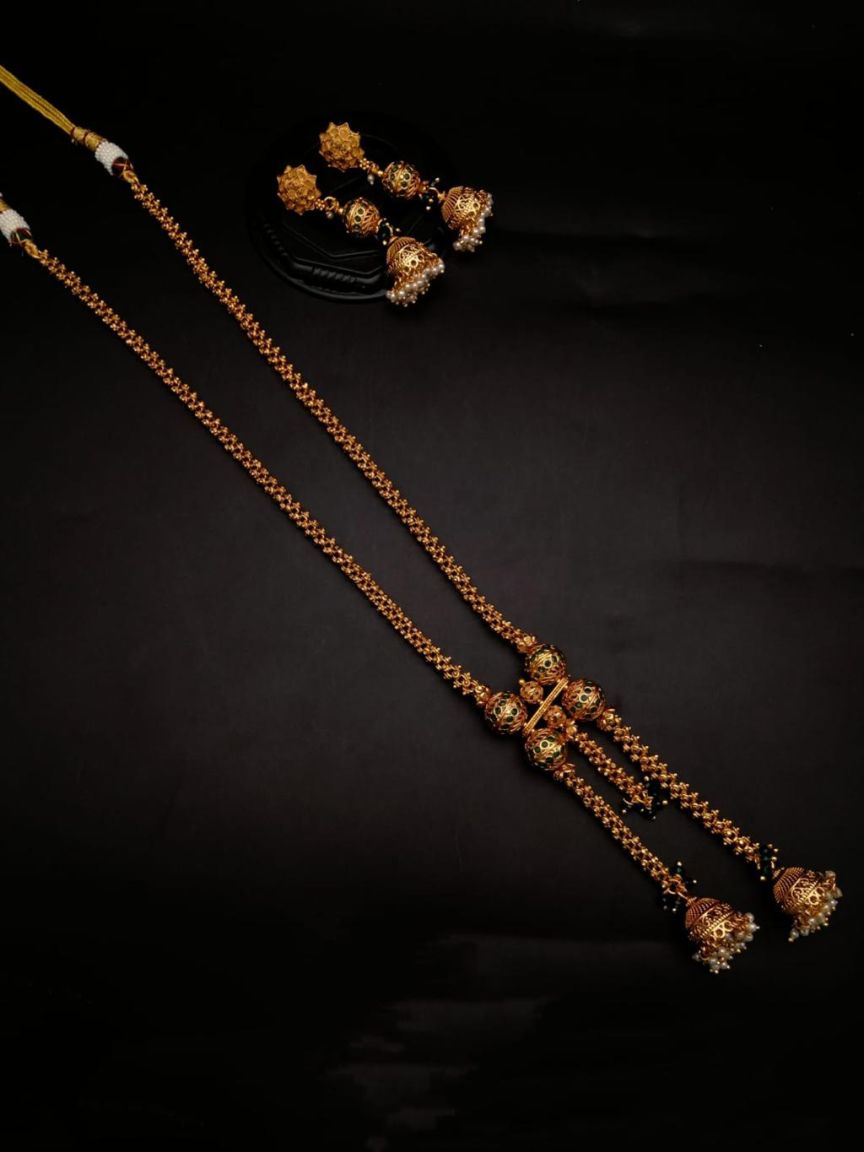 CHAIN MALA IN POLKI (GOLD POLISH) STYLE | DESIGN - 27182