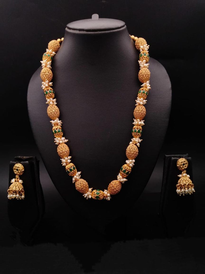 CHAIN MALA IN POLKI (GOLD POLISH) STYLE | DESIGN - 27183
