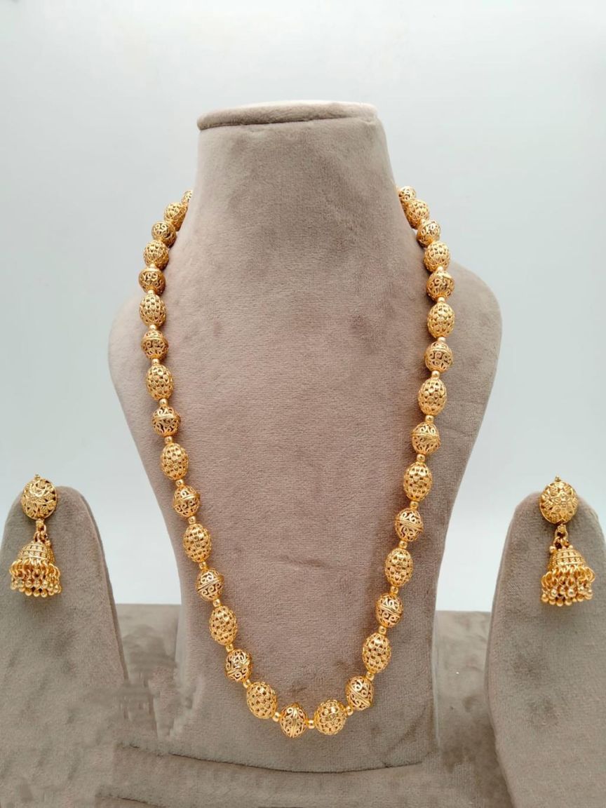 CHAIN MALA IN POLKI (GOLD POLISH) STYLE | DESIGN - 27184