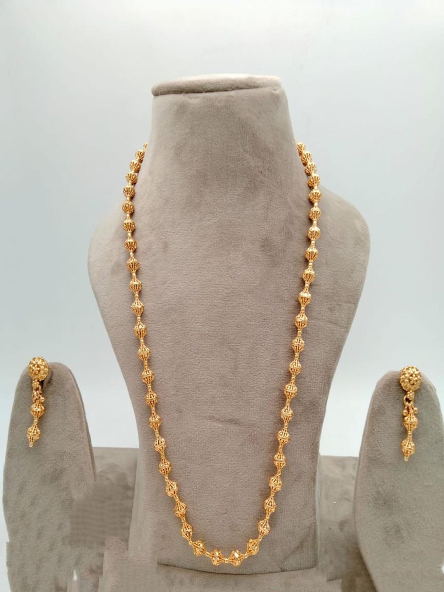 CHAIN MALA IN POLKI (GOLD POLISH) STYLE | DESIGN - 27186