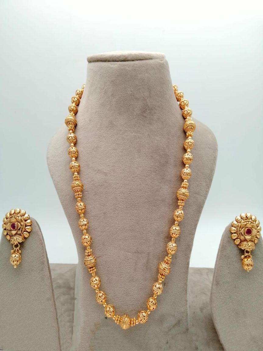 CHAIN MALA IN POLKI (GOLD POLISH) STYLE | DESIGN - 27188