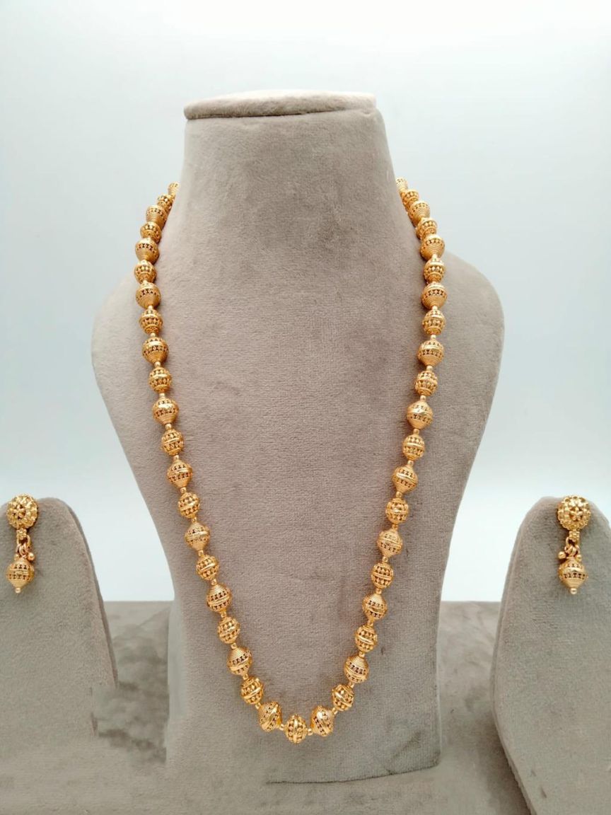 CHAIN MALA IN POLKI (GOLD POLISH) STYLE | DESIGN - 27190