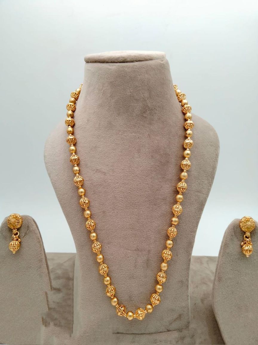CHAIN MALA IN POLKI (GOLD POLISH) STYLE | DESIGN - 27191