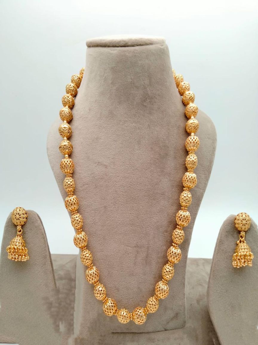 CHAIN MALA IN POLKI (GOLD POLISH) STYLE | DESIGN - 27192