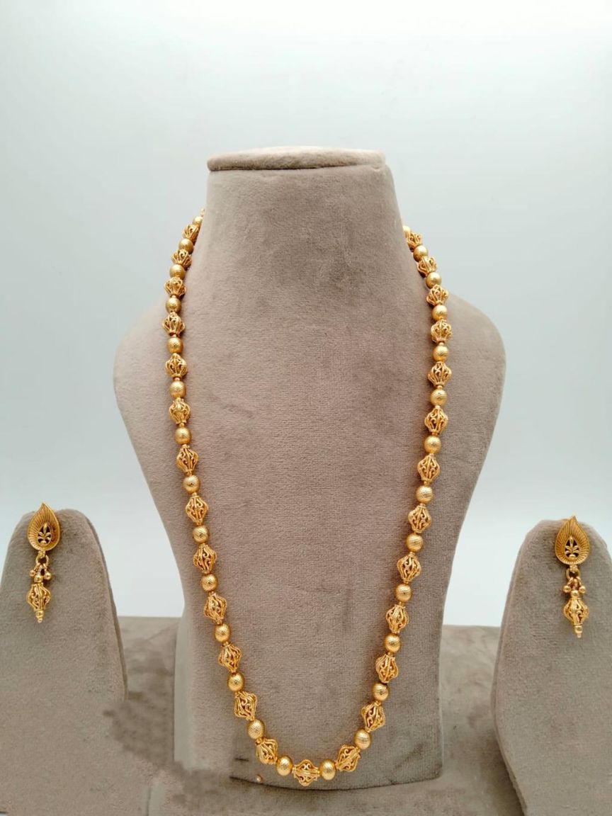 CHAIN MALA IN POLKI (GOLD POLISH) STYLE | DESIGN - 27193
