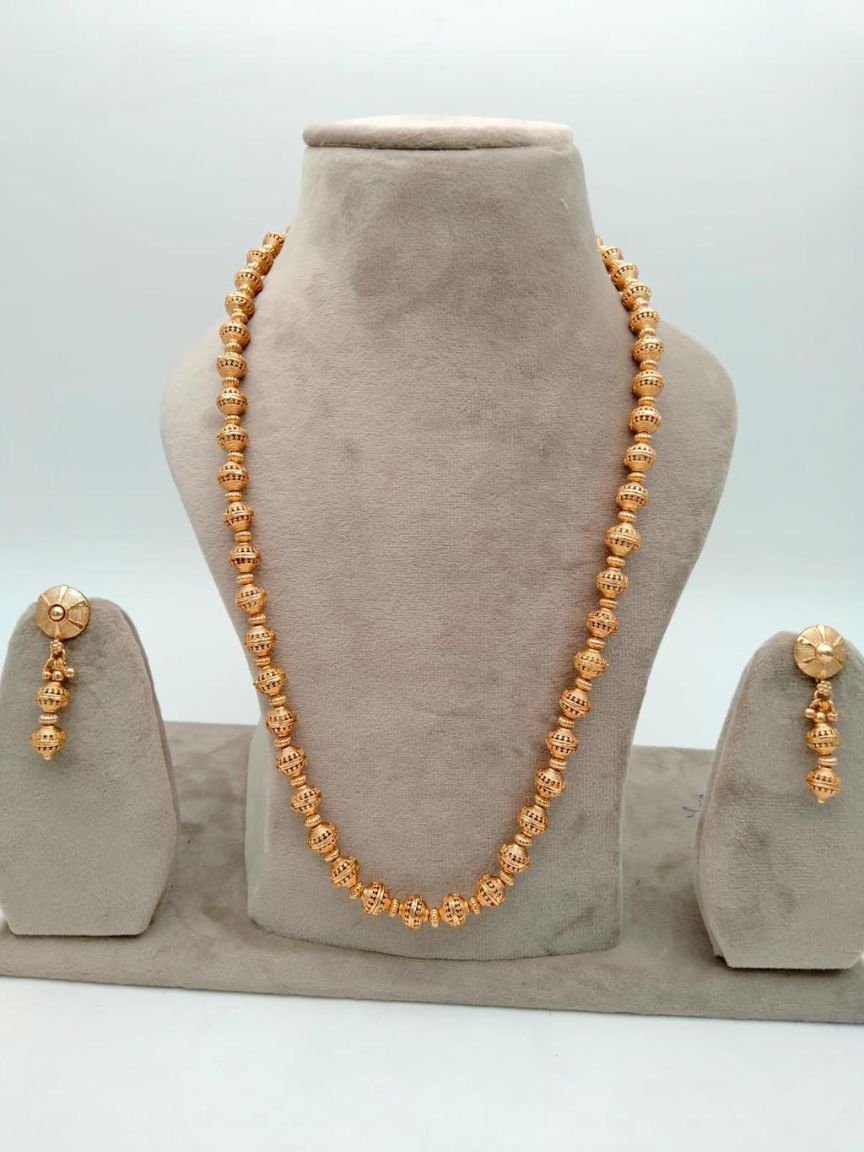 CHAIN MALA IN POLKI (GOLD POLISH) STYLE | DESIGN - 27194