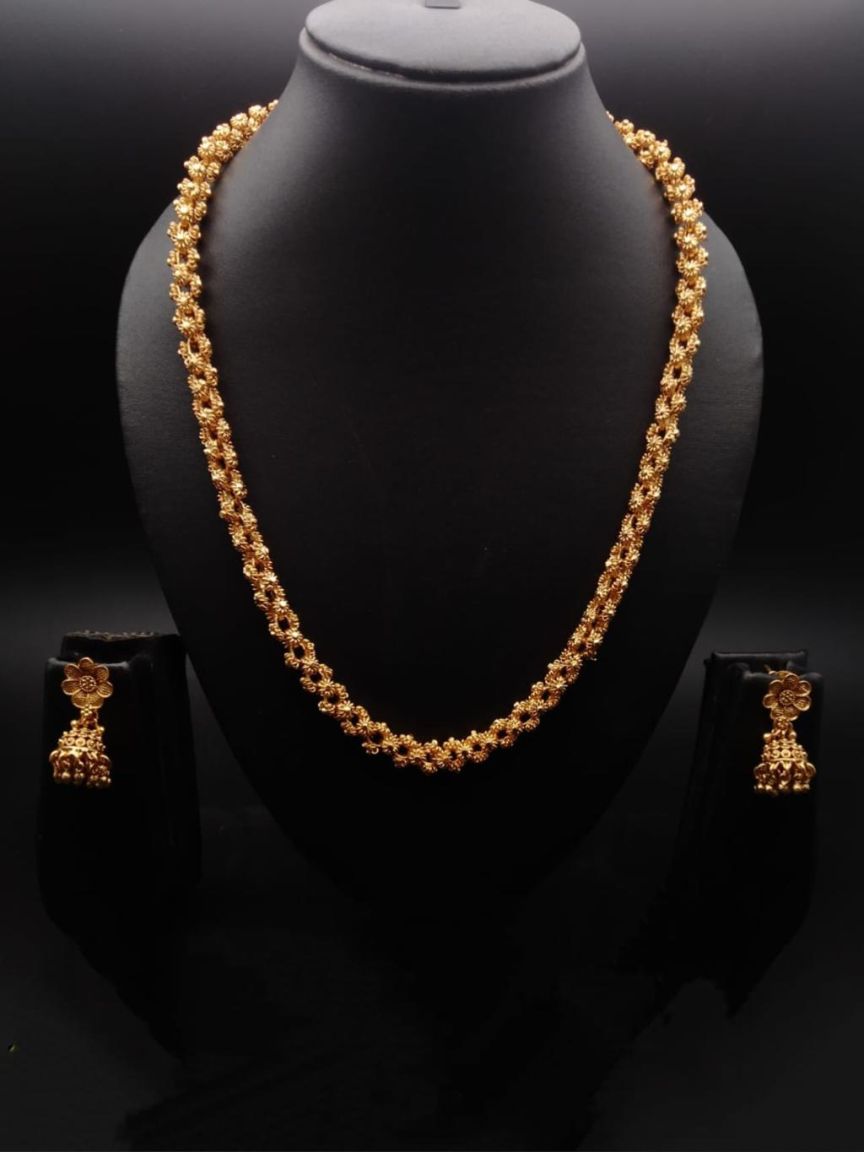 CHAIN MALA IN POLKI (GOLD POLISH) STYLE | DESIGN - 27196