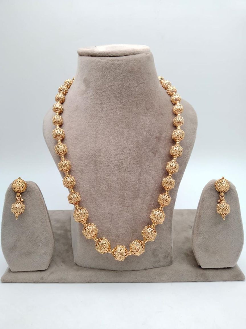 CHAIN MALA IN POLKI (GOLD POLISH) STYLE | DESIGN - 27197