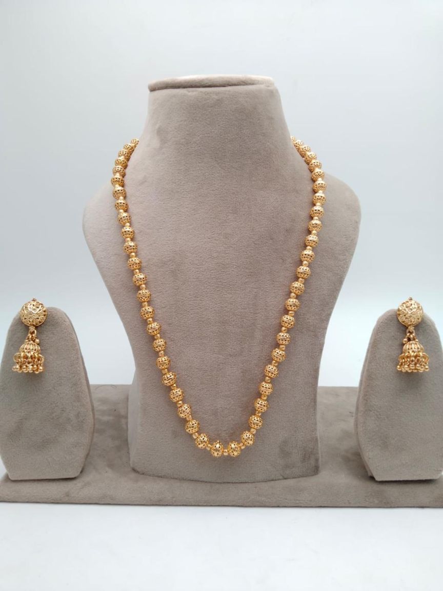 CHAIN MALA IN POLKI (GOLD POLISH) STYLE | DESIGN - 27198