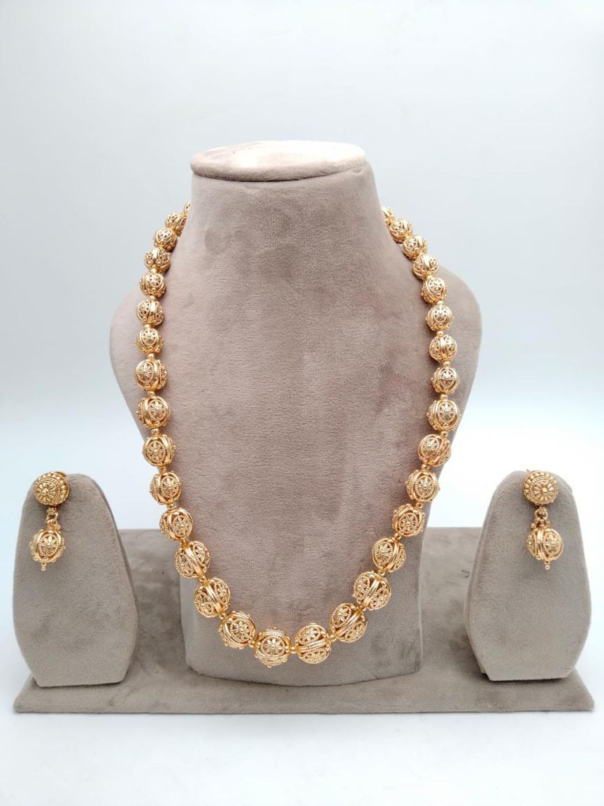 CHAIN MALA IN POLKI (GOLD POLISH) STYLE | DESIGN - 27199