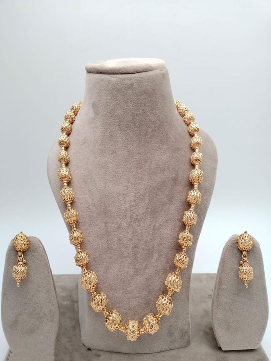 CHAIN MALA IN POLKI (GOLD POLISH) STYLE | DESIGN - 27203