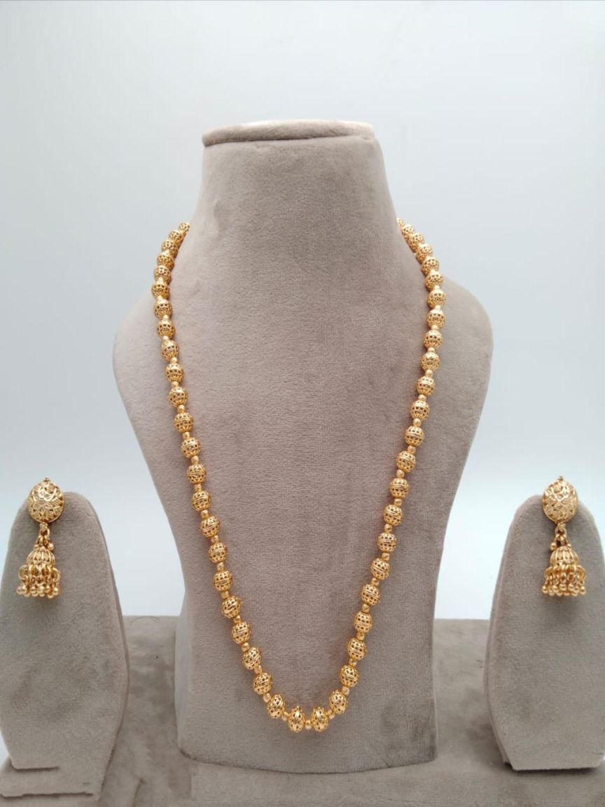 CHAIN MALA IN POLKI (GOLD POLISH) STYLE | DESIGN - 27206