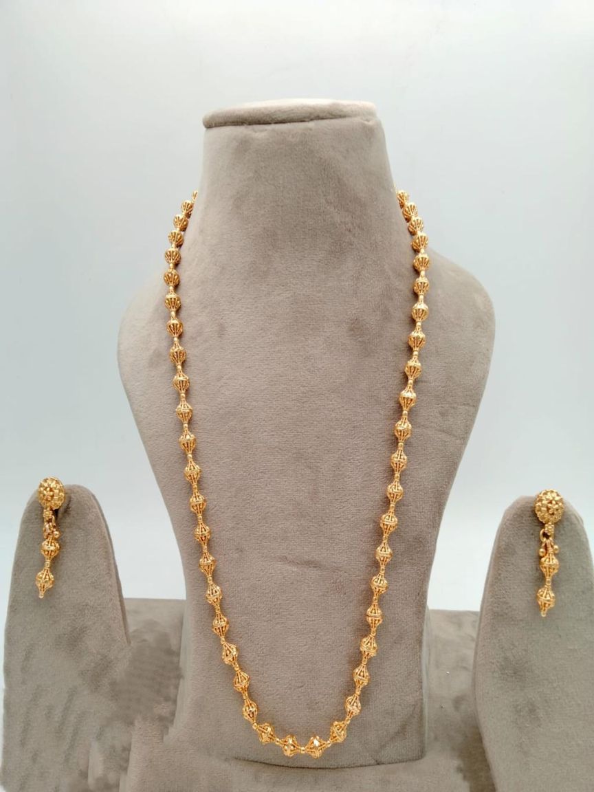 CHAIN MALA IN POLKI (GOLD POLISH) STYLE | DESIGN - 27208