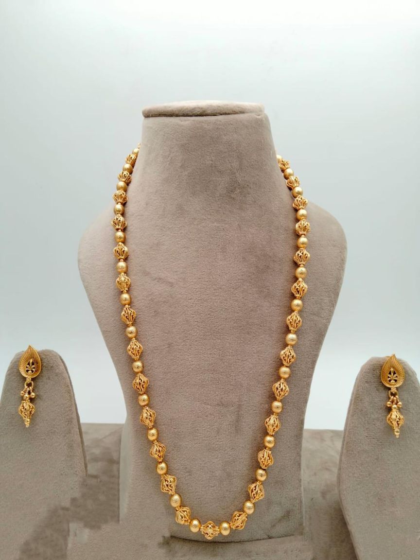 CHAIN MALA IN POLKI (GOLD POLISH) STYLE | DESIGN - 27209