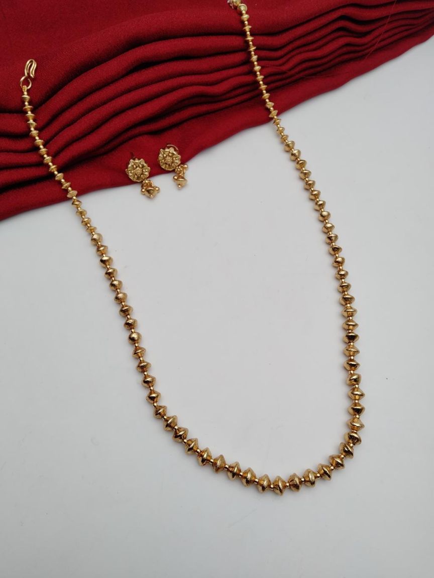 CHAIN MALA IN POLKI (GOLD POLISH) STYLE | DESIGN - 27212