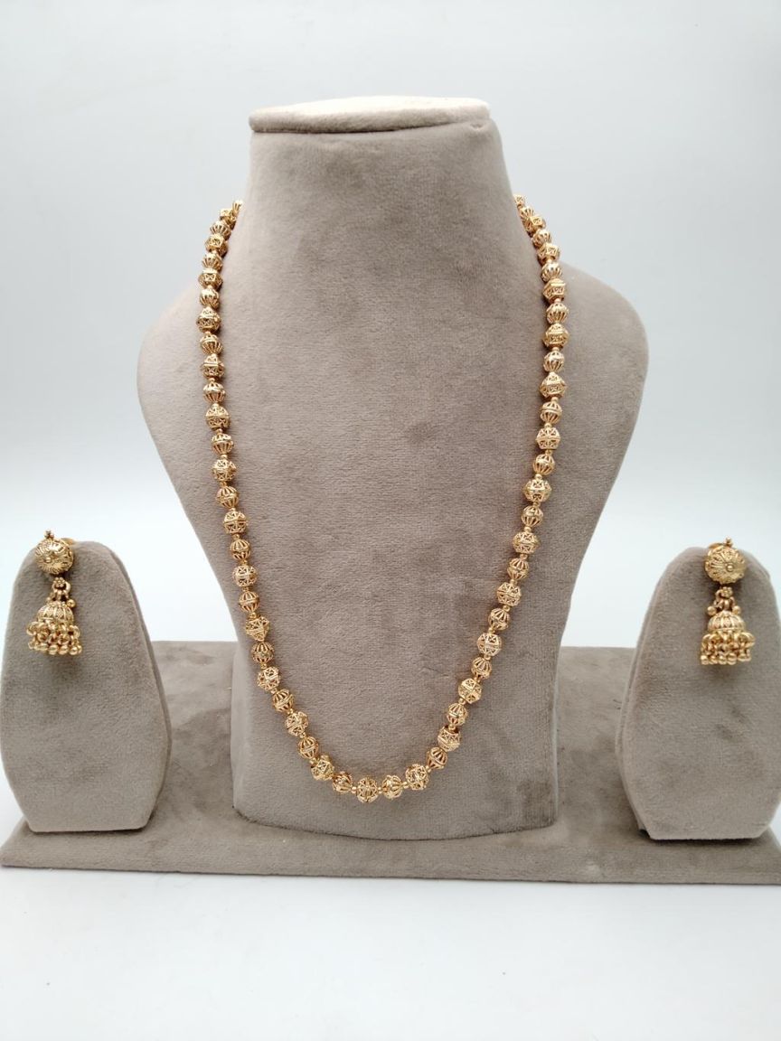 CHAIN MALA IN POLKI (GOLD POLISH) STYLE | DESIGN - 27213