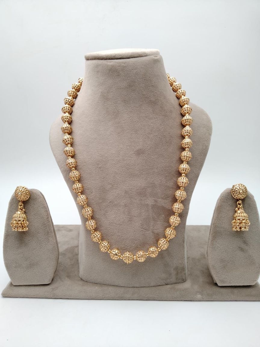 CHAIN MALA IN POLKI (GOLD POLISH) STYLE | DESIGN - 27217