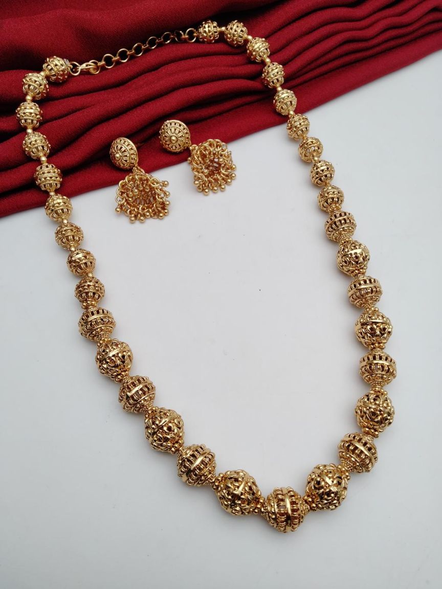 CHAIN MALA IN POLKI (GOLD POLISH) STYLE | DESIGN - 27220