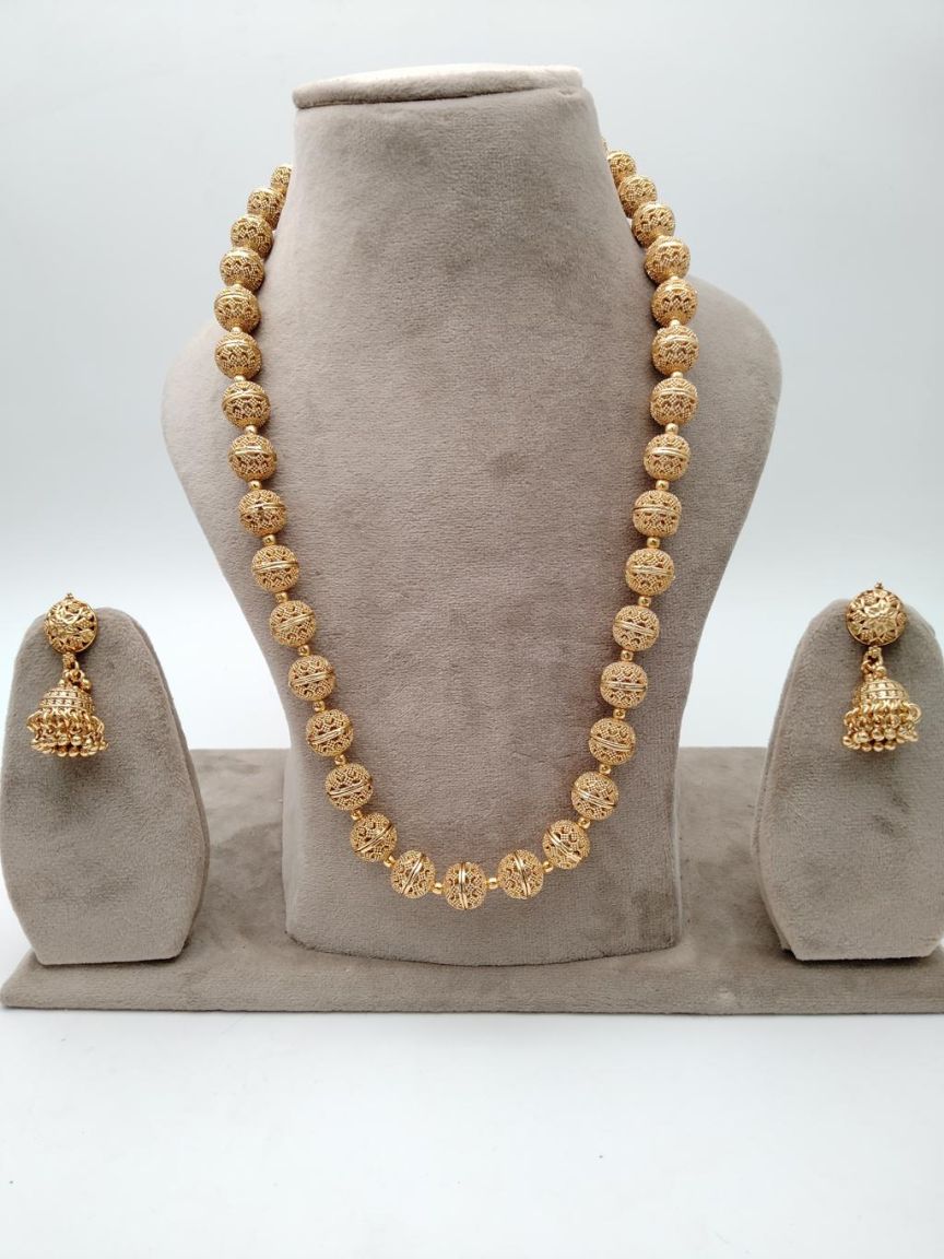 CHAIN MALA IN POLKI (GOLD POLISH) STYLE | DESIGN - 27221