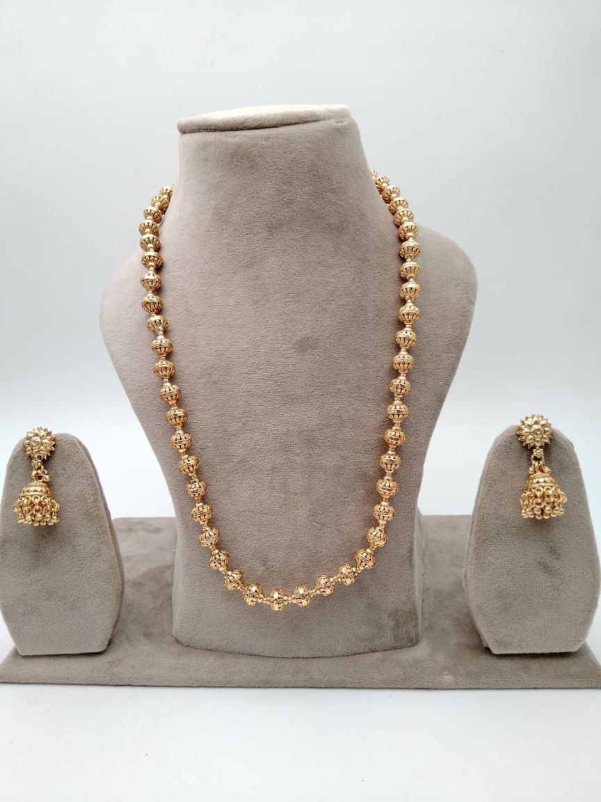 CHAIN MALA IN POLKI (GOLD POLISH) STYLE | DESIGN - 27222