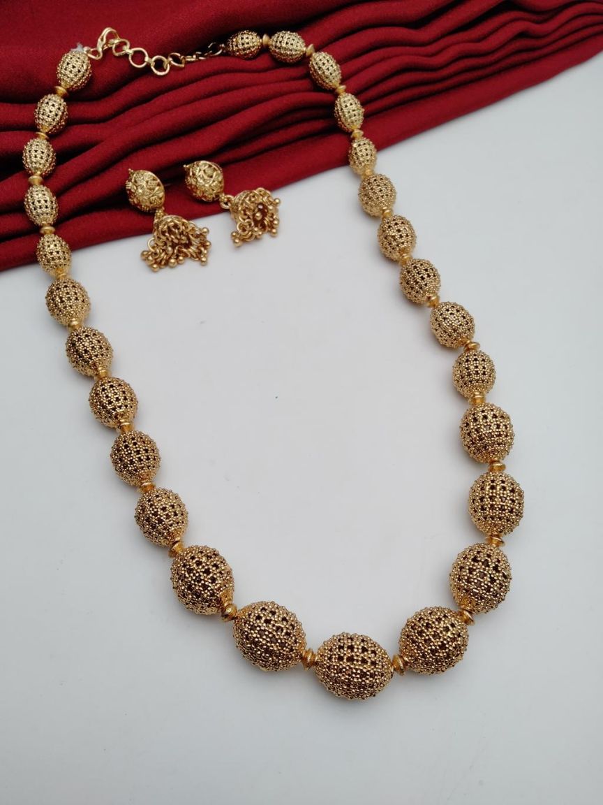 CHAIN MALA IN POLKI (GOLD POLISH) STYLE | DESIGN - 27224
