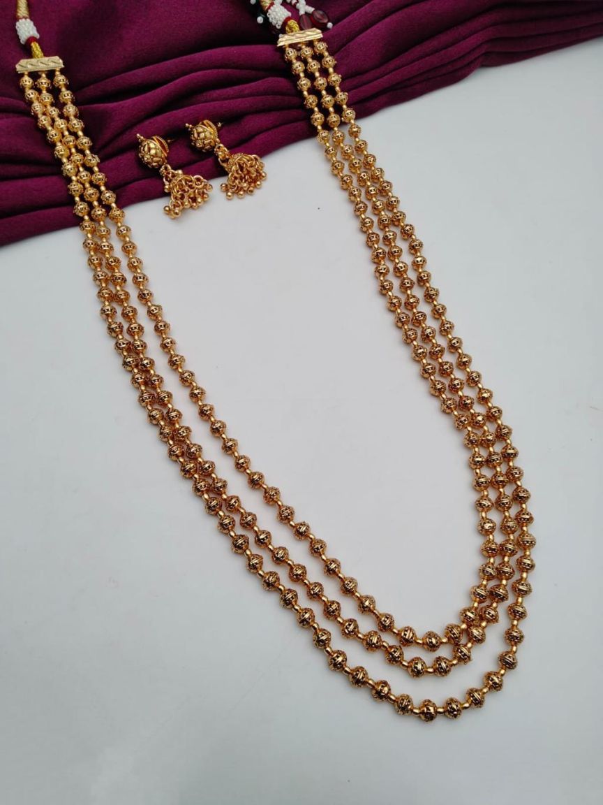 CHAIN MALA IN POLKI (GOLD POLISH) STYLE | DESIGN - 27228