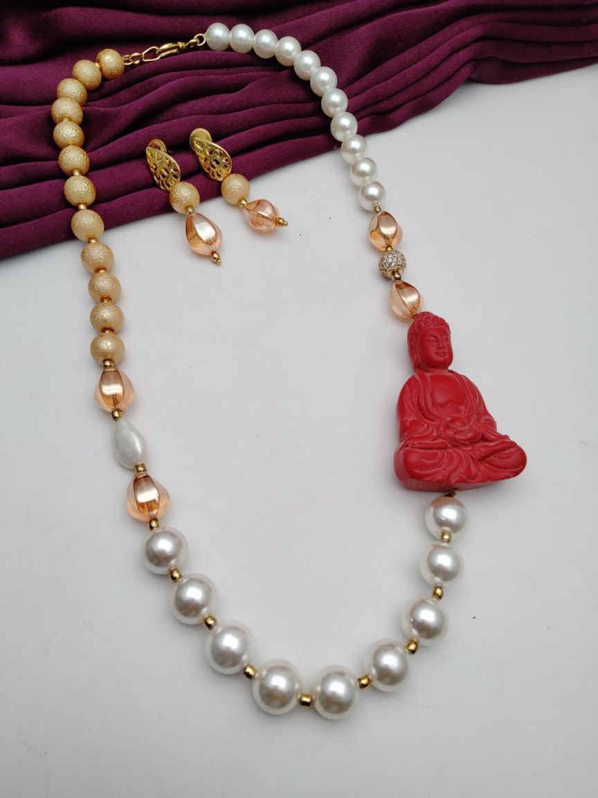 CHAIN MALA IN POLKI (GOLD POLISH) STYLE | DESIGN - 27232