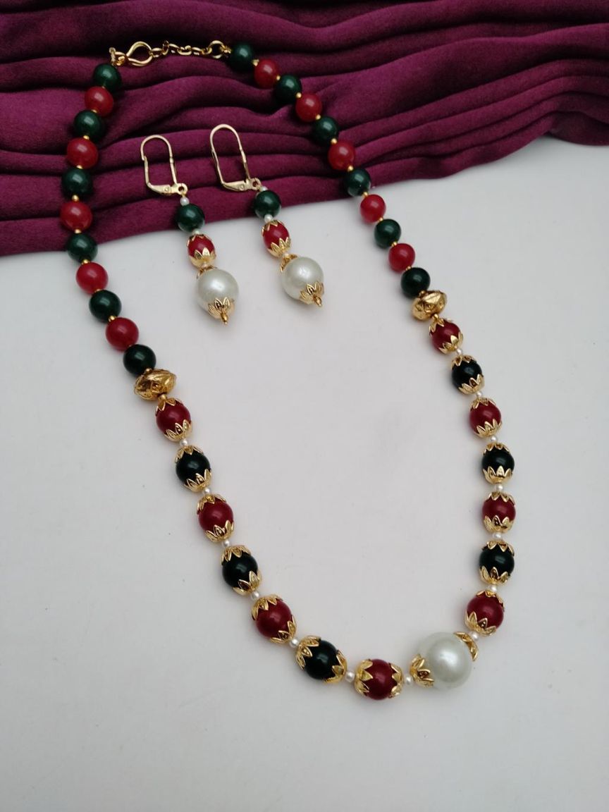 CHAIN MALA IN POLKI (GOLD POLISH) STYLE | DESIGN - 27233