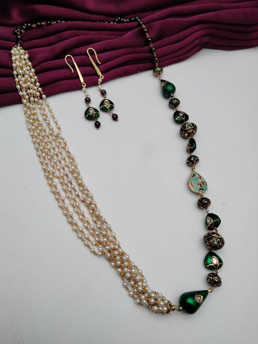 CHAIN MALA IN POLKI (GOLD POLISH) STYLE | DESIGN - 27234
