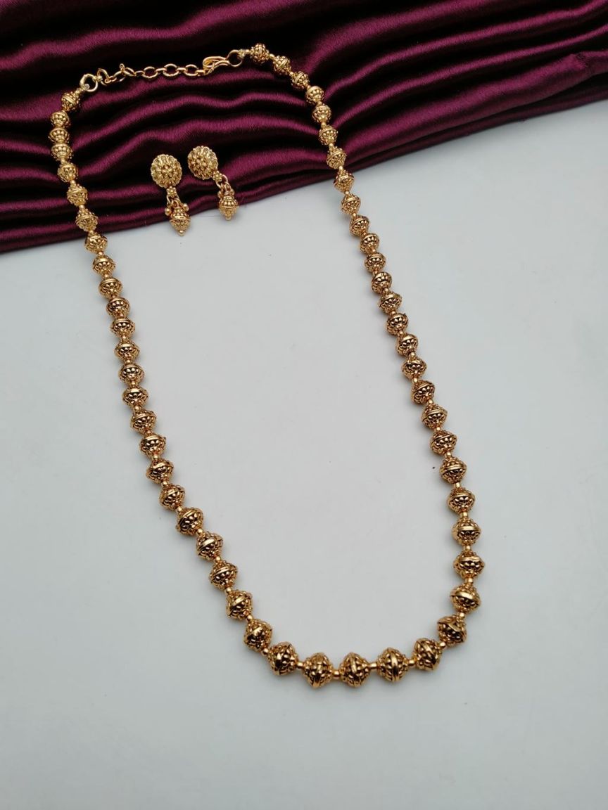 CHAIN MALA IN POLKI (GOLD POLISH) STYLE | DESIGN - 27236