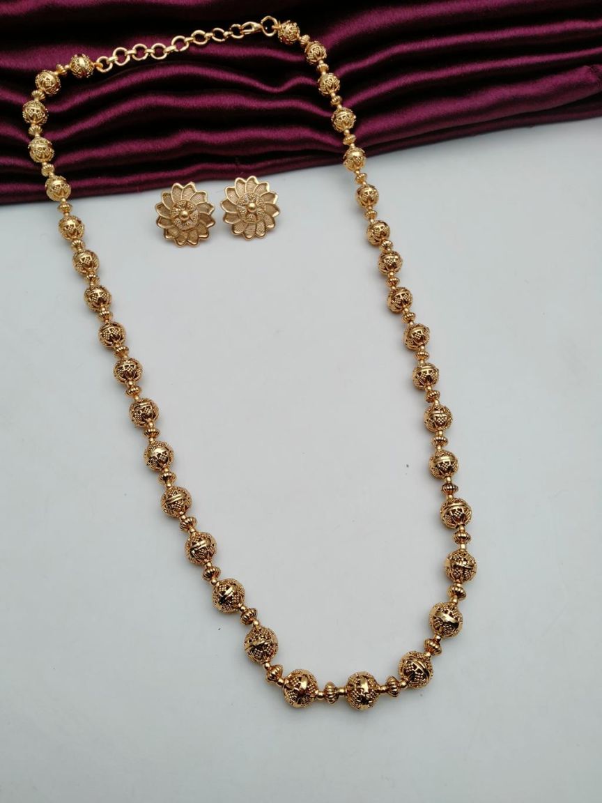 CHAIN MALA IN POLKI (GOLD POLISH) STYLE | DESIGN - 27237