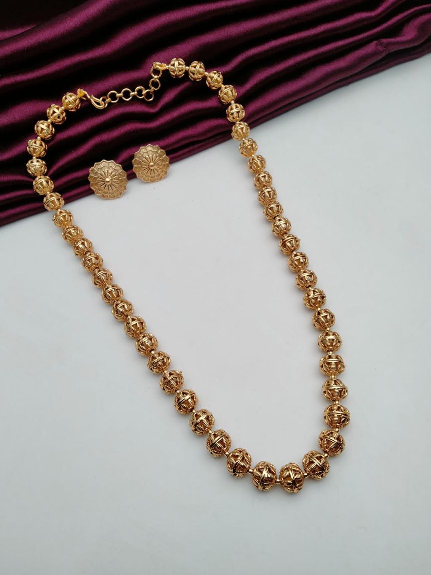 CHAIN MALA IN POLKI (GOLD POLISH) STYLE | DESIGN - 27238
