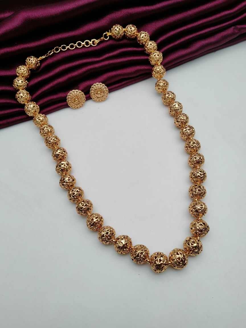 CHAIN MALA IN POLKI (GOLD POLISH) STYLE | DESIGN - 27240